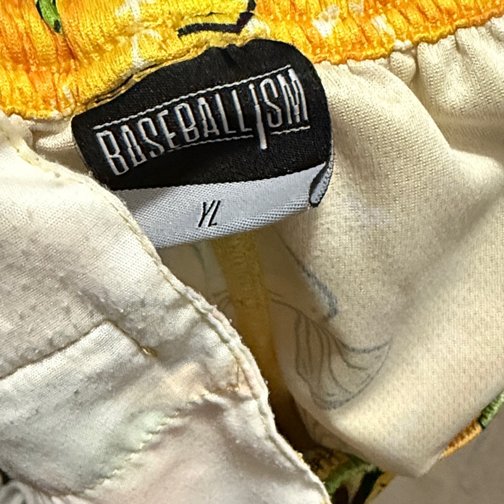 Kids' Yellow Candy-Print Athletic Shorts with Green Accents - Picture 2 of 2